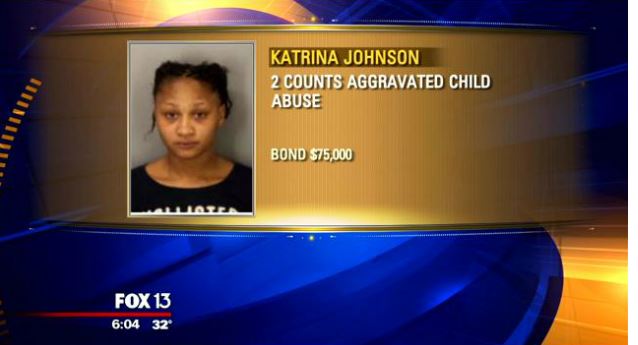 Katrina Johnson was arrested late Monday night on aggravated child abuse charges.
