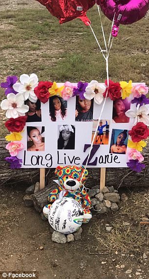 Long live Zanie: Friends and family gathered at the site of the accident on Monday, when Zanie would have turned 20, to pay tribute to the young woman