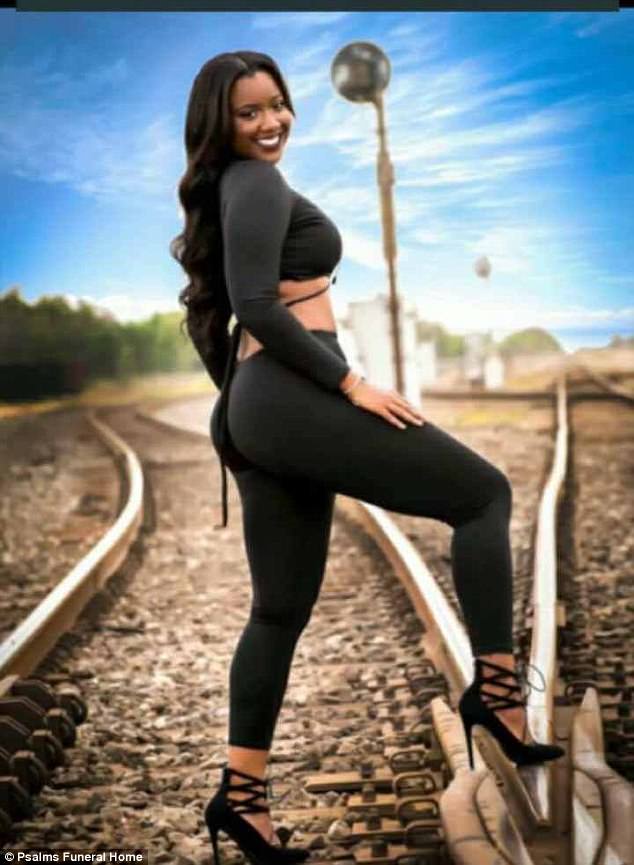 Train track tragedy: Fredzani 'Zanie' Thompson, 19, died on Friday afternoon after being struck near the intersection of Johnson Street and Railroad Street in downtown Navasota (pictured before her death)