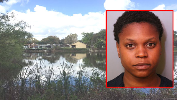 Laquisha Mosley, Polk County Jail booking photo and a photo of the scene