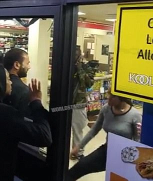 A video taken from outside of the locked store shows the women yelling at employees