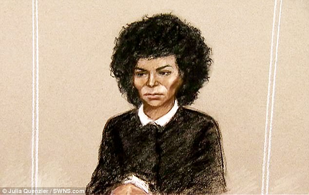 Wallace is on trial for murdering her ex and is sketched here in the dock at Bristol Crown Court